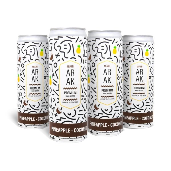 Miami Arak Pineapple Coconut Hard Seltzer 4Pk Cans Kosher Wine